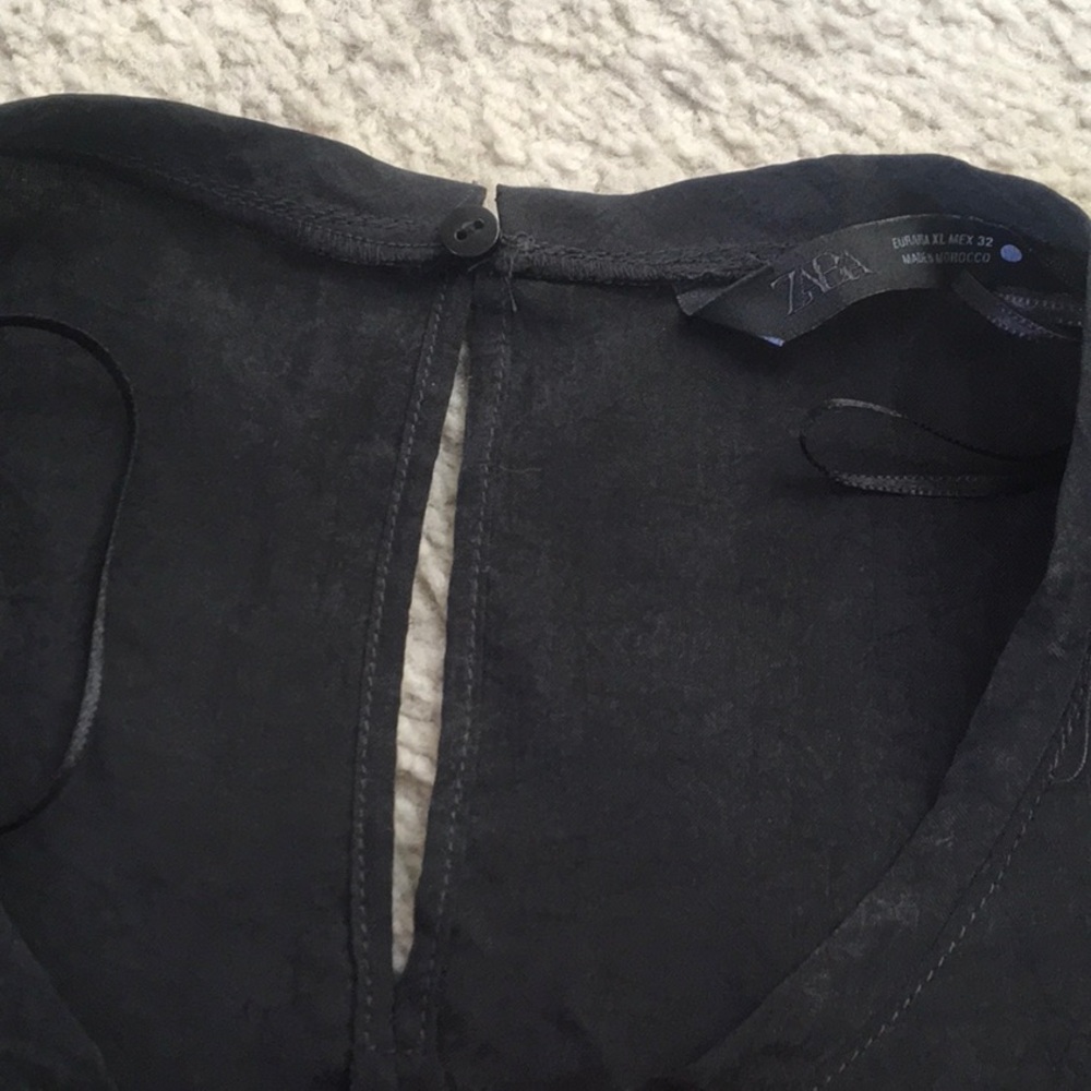 ZARA/BLACK-DROP SHOULDER WIDE 3/4 SLEEVE RELAXED FIT TOP - Picture 6 of 9